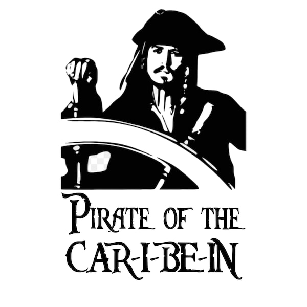 Pirate of the Car-I-Be-In Decal 8" tall by 5" wide