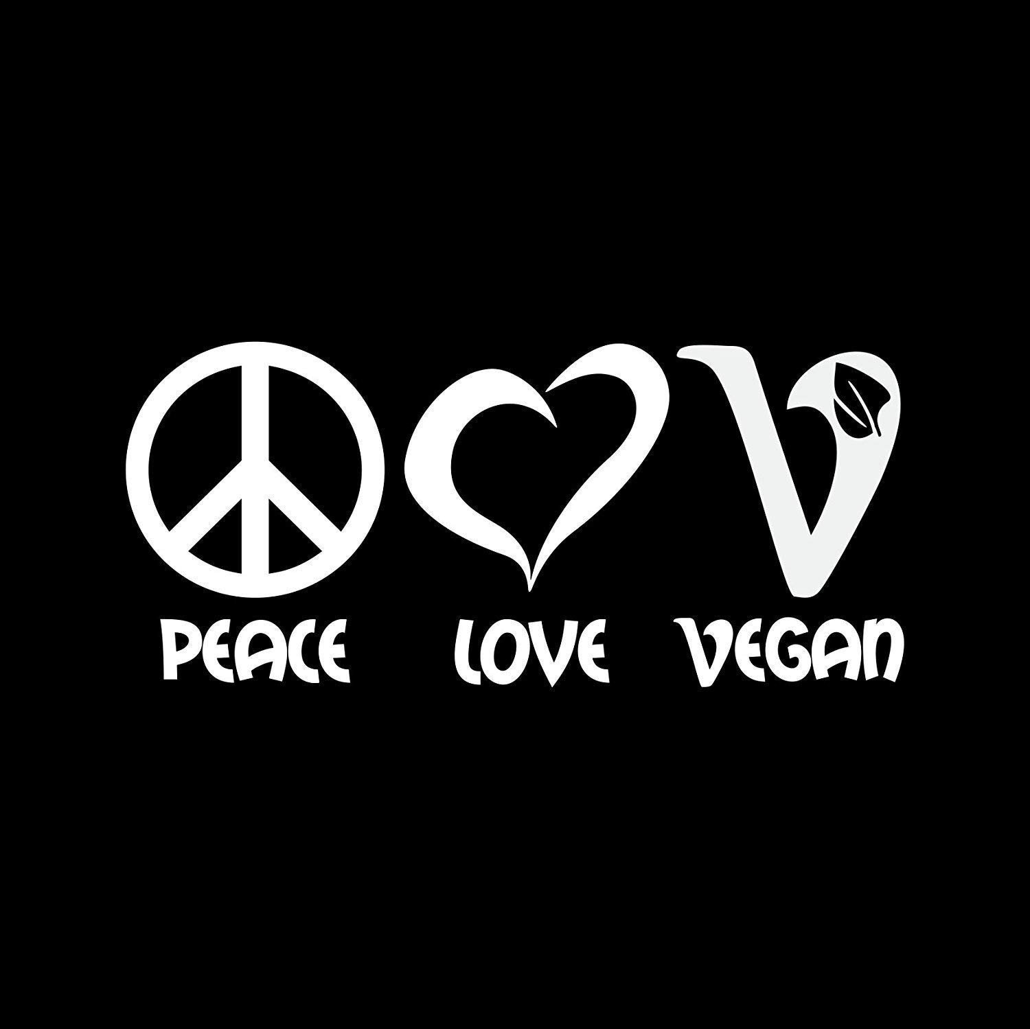 Peace Love Vegan Decal Choose Size and Color Etsy