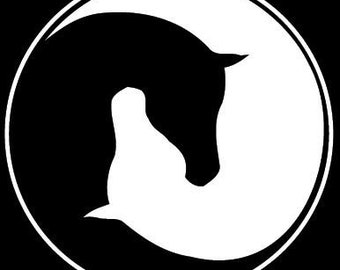 Cheval Yin Yang Décal blanc choisir la taille