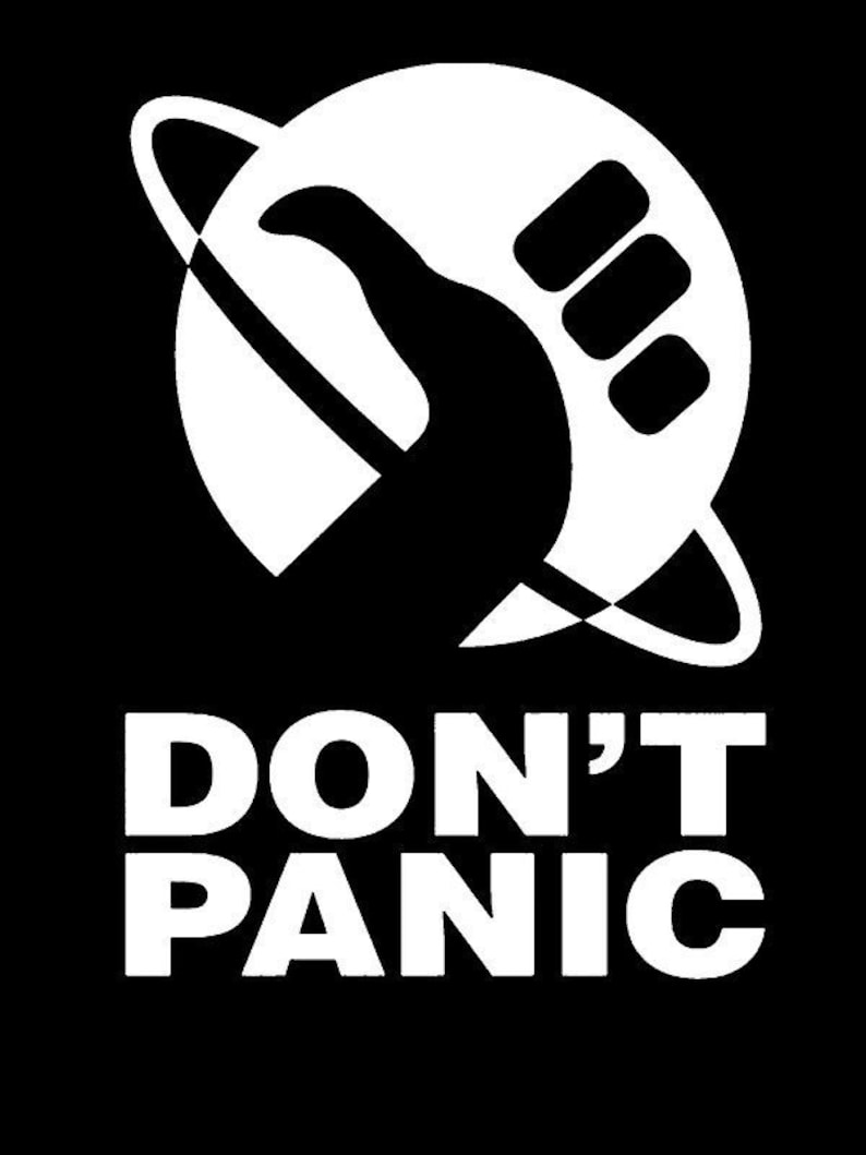 Don't Panic Hitchhiker's Guide to the Galaxy White Etsy