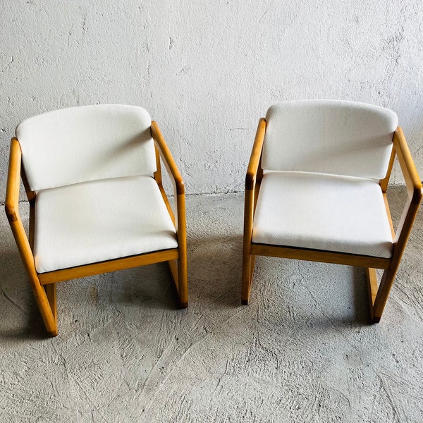 1 sur 4 fauteuils lounge vintage en bois / Moderne milieu du siècle / Années 1960 / Nouveau capitonnage