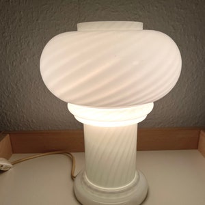 White glass table lamp / murano style / 1970s image 1