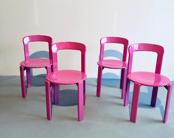 1 of 4 Bruno Rey Chairs / Made by Kusch&Co / 1970s / Barbie Pink Color