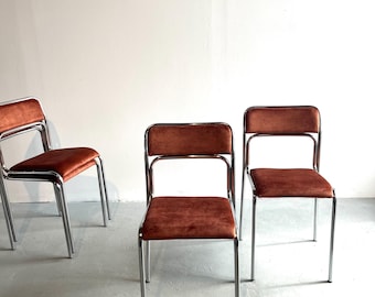 Chaises vintage Bauhaus en chrome / Chaises de salle à manger modernistes / Années 1990