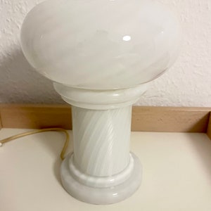 White glass table lamp / murano style / 1970s image 4