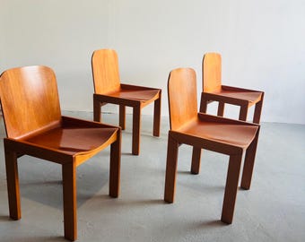 Set of 4 Vintage Italian Plywood Ash Dining Chairs/ 1970s