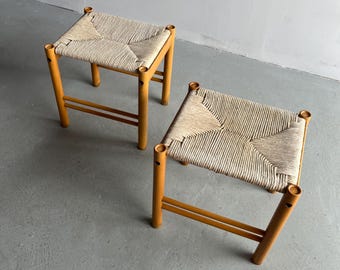 Set of 2 Vintage Rush Seating Stools/ Italy / 1970s