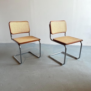 Set of 2 of Vintage B32 Cesca Chairs/Marcel Breuer Design/Made in Italy/1990s