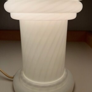 White glass table lamp / murano style / 1970s image 7