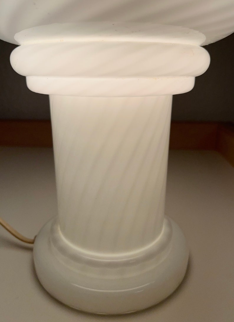 White glass table lamp / murano style / 1970s image 7