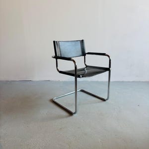 Mart Stam S34 Armchair: Bauhaus Chrome and Olive Leather, 1980s