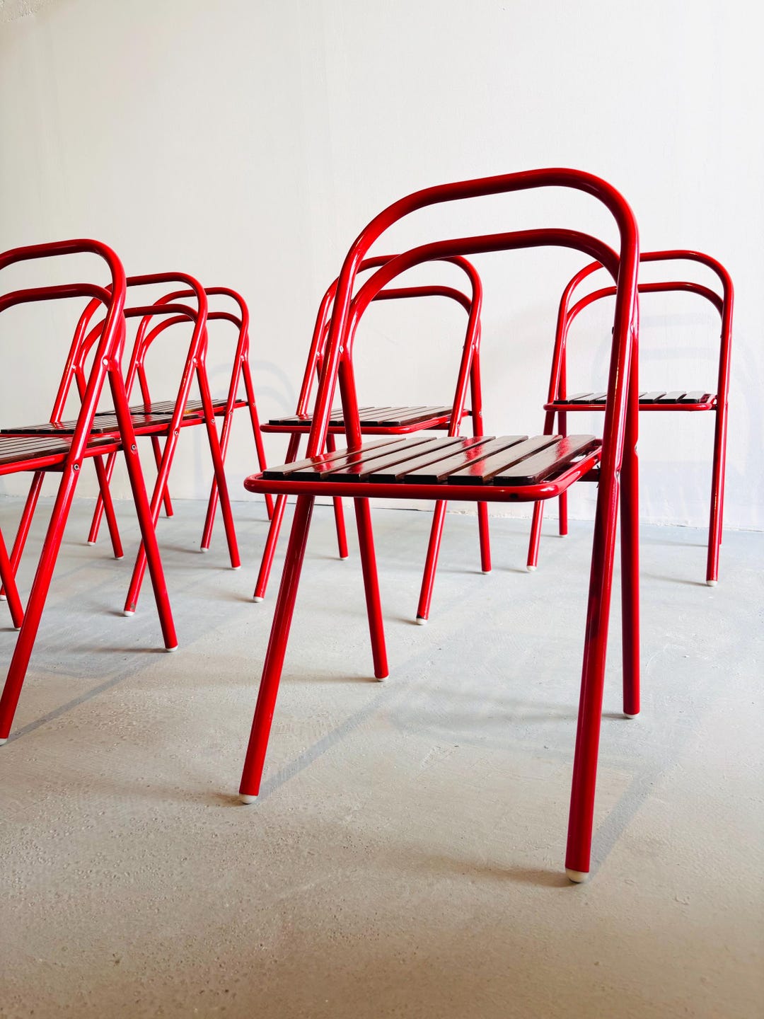 Set of 4 Vintage Metal Flip Flop Chairs/ Made in Italy / Garden ...