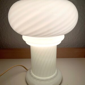 White glass table lamp / murano style / 1970s image 6