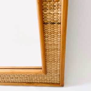 Large Vintage Wooden Rattan Mirror / 1980s / Vintage / U Shaped image 6