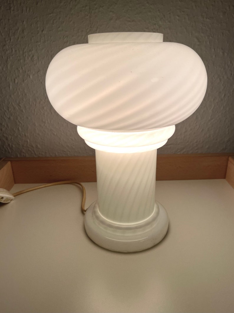 White glass table lamp / murano style / 1970s image 1