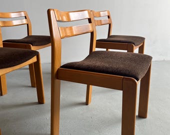 Set of 4 Vintage Italian Mid-Century Modern Chairs/ Lacquered Wood/ 1980s