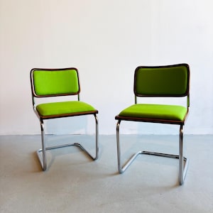 Set of 2 Vintage Cesca Chairs/ Marcel Breuer Design/ Made in Italy/ 1980s/ New Upholstery