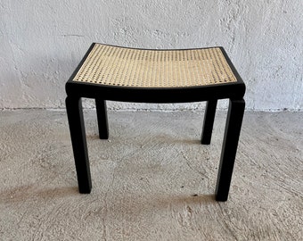 Vintage Rattan Bench/ Stylish /Matte black lacquered wood/1960s