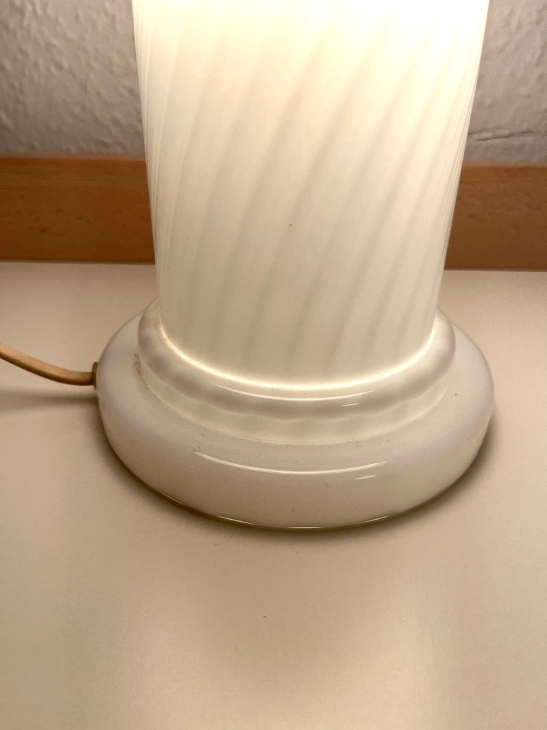 White glass table lamp / murano style / 1970s image 5