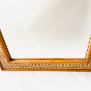 Large Vintage Wooden Rattan Mirror / 1980s / Vintage / U Shaped image 3