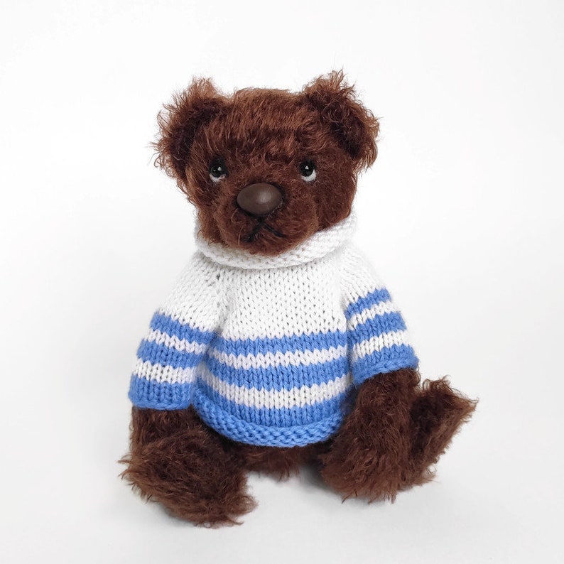 Brown Teddy bear in sweater bear handmade crocheted toy wool Etsy