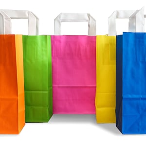 30 Stück Papiertragetaschen, 5 Farben, Tragetaschen aus Papier mit Flachhenkel