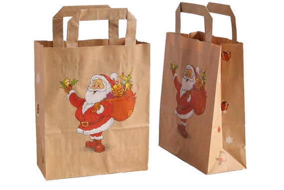 Paper bags, Santa Claus, Santa Claus, Christmas paper bags, carrier bags,  bags with flat handles