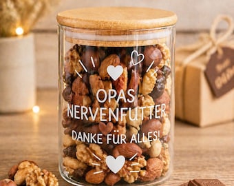 Opas Nervenfutter Glas personalisiert | Geschenk für Opa | Opi Geschenk | Danke für alles | Snackglas | Geschenkidee Opa Geschenk Großvater
