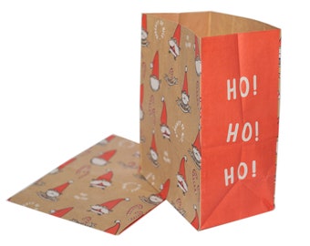 Large paper bags, Santa Claus, Santa Claus, Christmas paper bags without handles, Ho Ho Ho