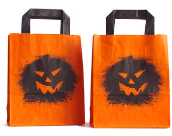 Papiertragetasche Halloween, Kürbis, Tragetasche, Tasche Papier, Geschenktüte, Süßes oder Saures, orange