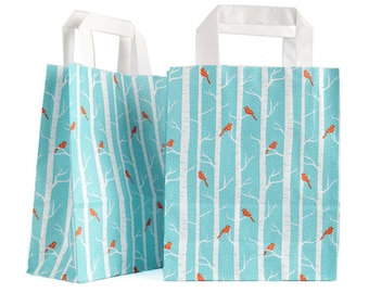 Paper carrier bags, Christmas bags, Winterbirds, Christmas carrier bags made of paper, carrier bags, bags with flat handles