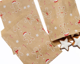 Small paper bags Santa Claus 12 x 17.5 cm Christmas bags, flat bags, gingerbread