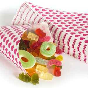 50 candy cone bags, paper cone bags, paper bags, gift bags in different colors and sizes image 2