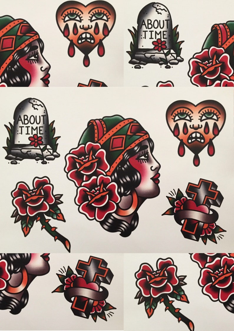 Traditional Gypsy tattoo flash Etsy