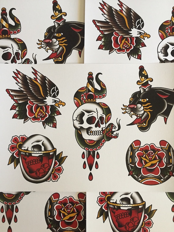 Traditional tattoo flash Etsy