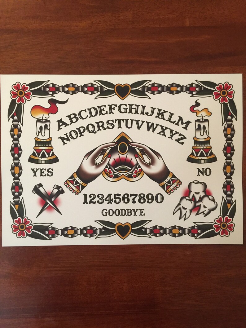 Traditional Ouija Board Tattoo Print Etsy