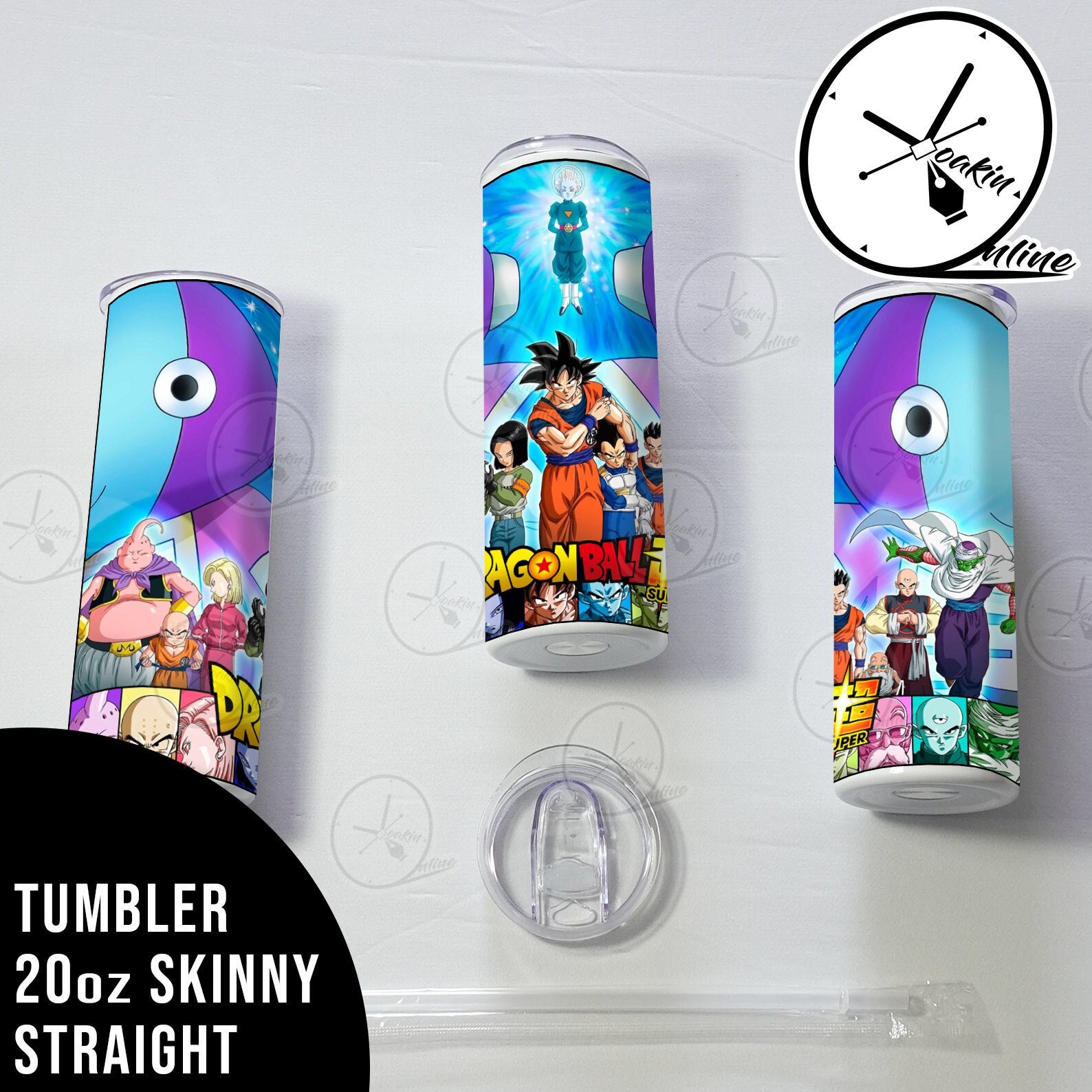 Just Funky Dragon Ball Z Buu Saga Chibi Sticker Bomb Plastic Water Bottle,  32 oz 