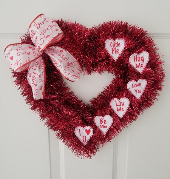 conversation heart wreath