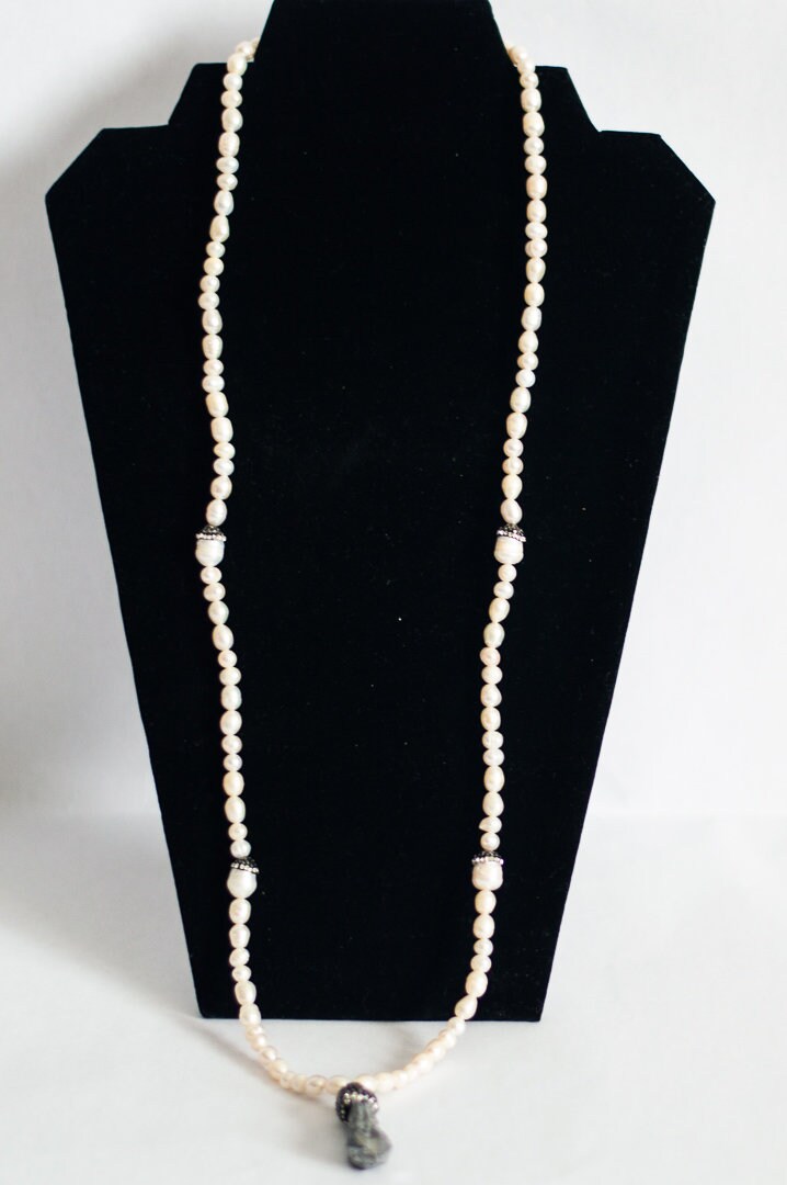 Freshwater Pearl Beads With Rhinestone Pearl Bead and Crystal Pendant
