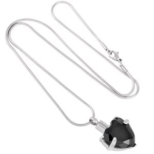 Ashes urn cremation jewellery pendant keepsake memorial necklaceBlack Heart locket with funnel fill kit and snake chain