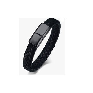 men&#39;s CREMATION JEWELLERY ashes urn Leather and metal Bracelet 22 cm keepsake memorial with funnel fill kit