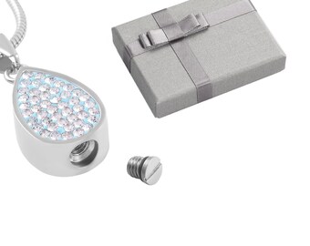 Ciondolo per collana con urna per cremazione a goccia d'acqua in acciaio inossidabile per portacenere 3 colori  36