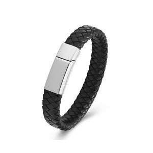 Ashes keepsake men&#39;s Bracelet urn Leather and steel clasp 20 cm memorial with funnel fill kit
