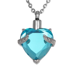 CREMATION JEWELLERY Ashes Urn Light Blue Heart Pendant - Etsy