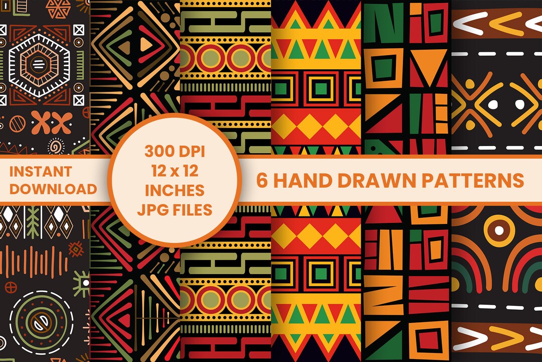 6 Hand Made African Digital Scrapbook Paper | African Background ...