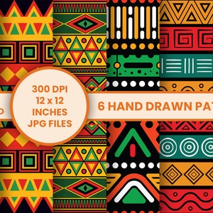 6 carta da scrapbook digitale africana fatta a mano / sfondo africano / modello Kwanzaa / download istantaneo