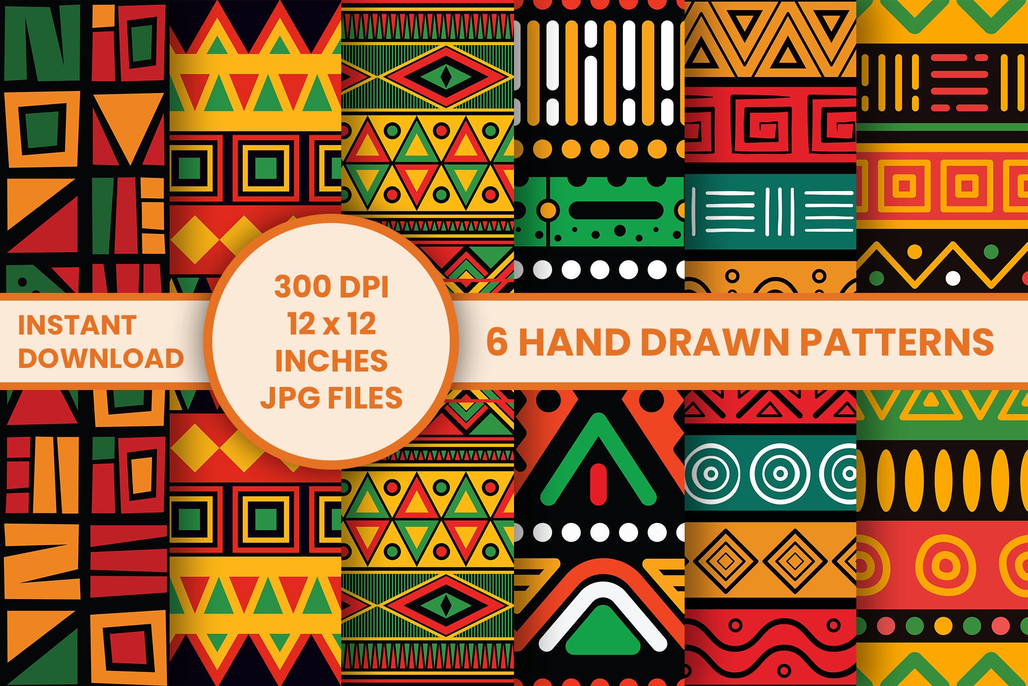 6 Hand Made African Digital Scrapbook Paper | African Background ...