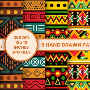6 carta da scrapbook digitale africana fatta a mano / sfondo africano / modello Kwanzaa / download istantaneo
