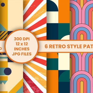 Retro Digitales Papier | Retro Scrap Book | Retro Digitales Muster | Retro Nahtloses Muster | Hippie Muster | 50er Jahre Muster
