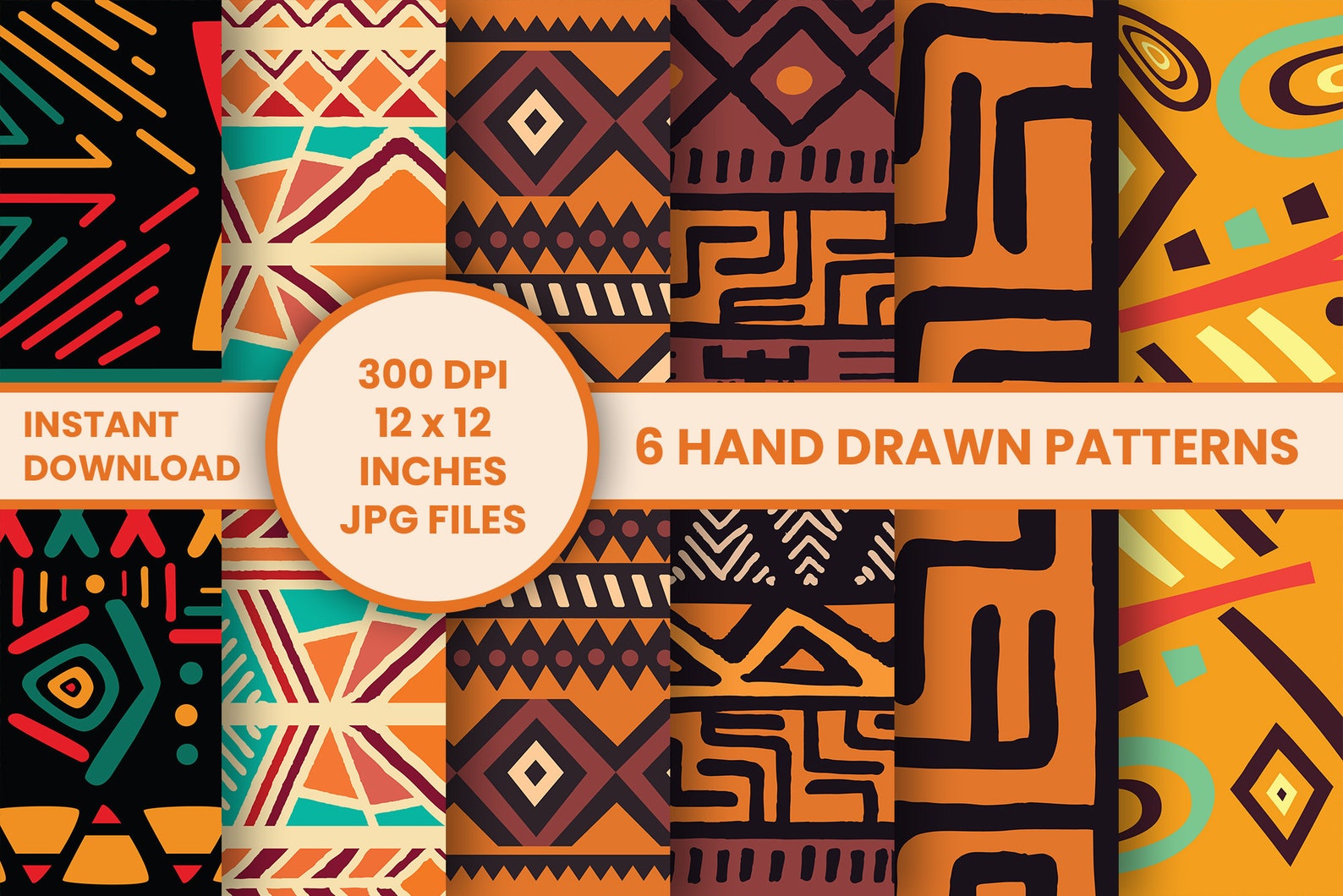 6 Hand Made African Digital Scrapbook Paper | African Background ...